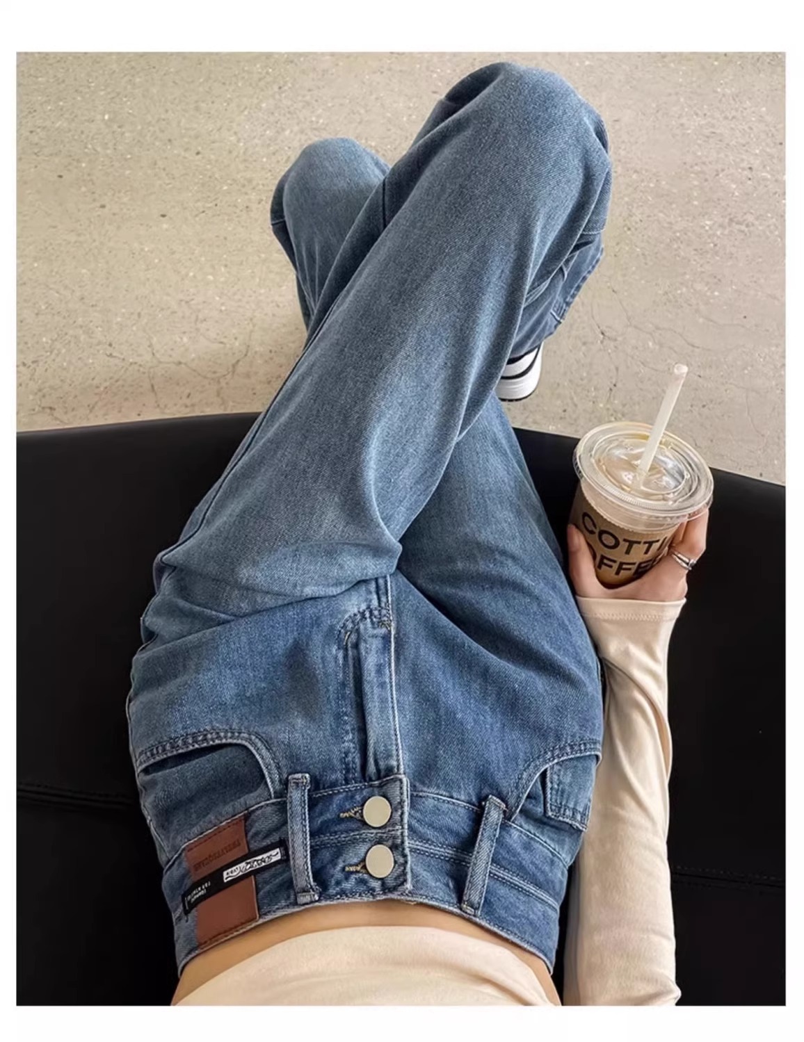 春夏九分阔腿窄版直筒女牛仔裤高腰显瘦女小个子宽松直筒裤裤子详情25