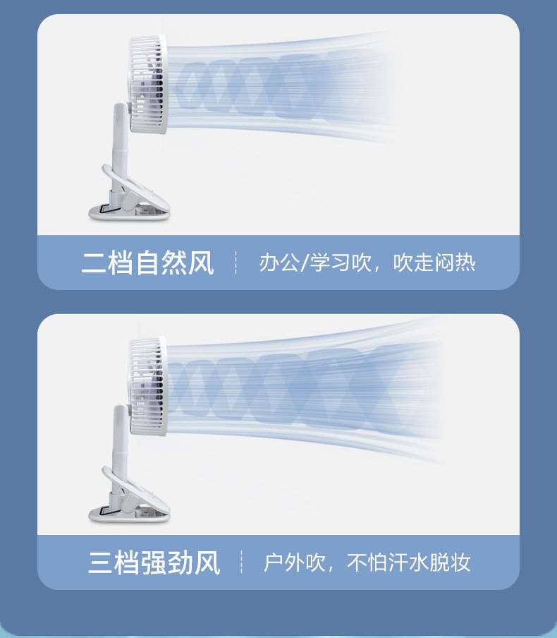 usb charging small fan, wall-mounted desktop mini handheld electric fan, outdoor home dormitory portable clip fan pic 13