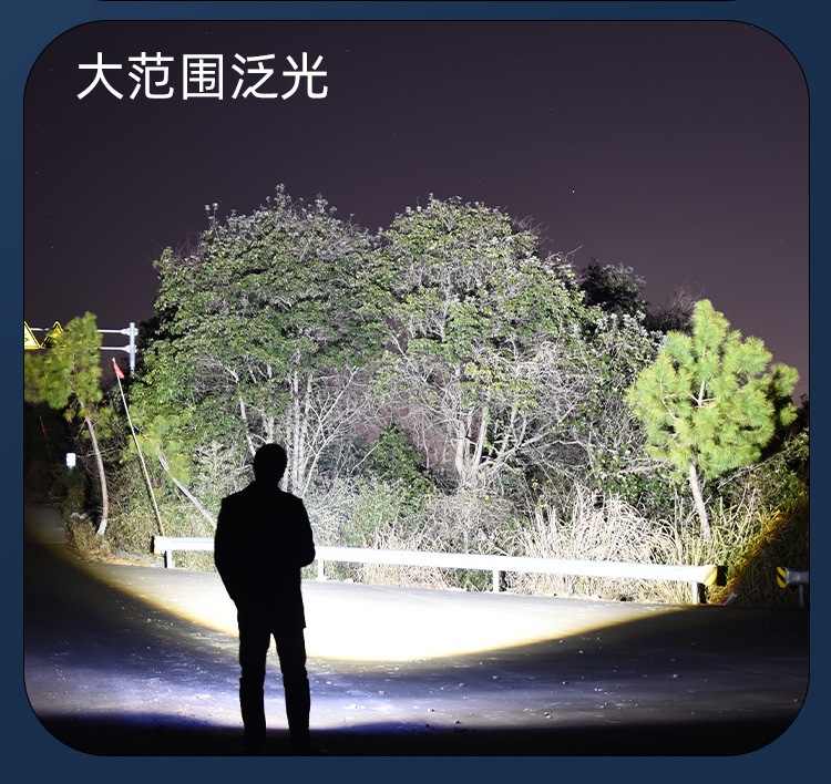 跨境户外强光手电筒充电超亮长续航大容量锂电数显变焦白激光手电详情6