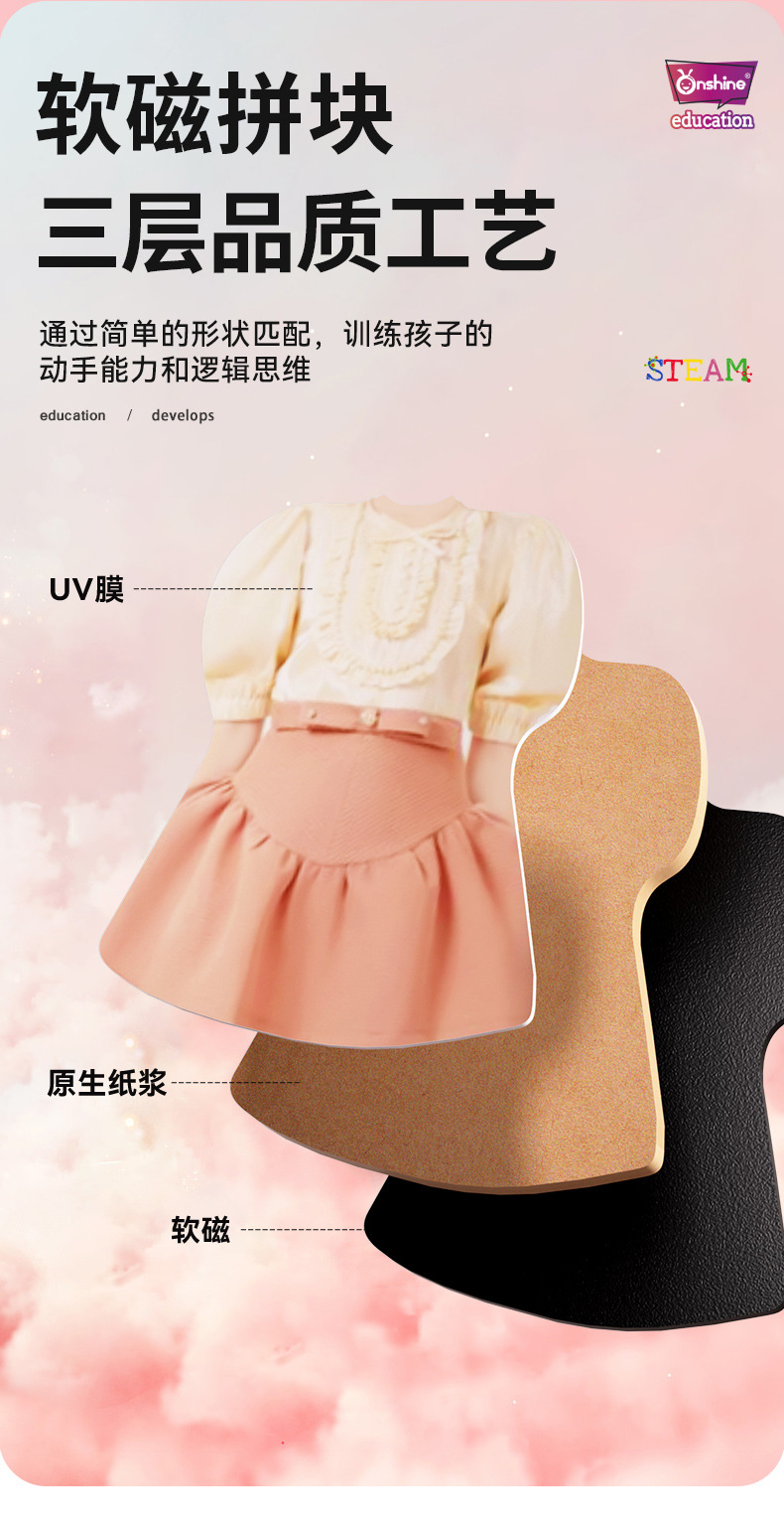 女孩磁力换装贴纸玩具公主换装秀换衣服磁性贴纸娃娃贴画佳人拼图详情13