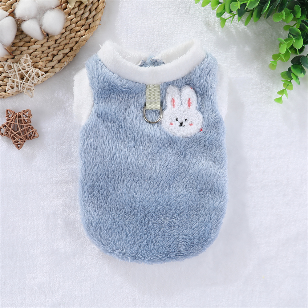 秋冬宠物猫咪衣服狗狗双面绒加厚保暖背心带牵引扣防掉毛中小型犬详情4
