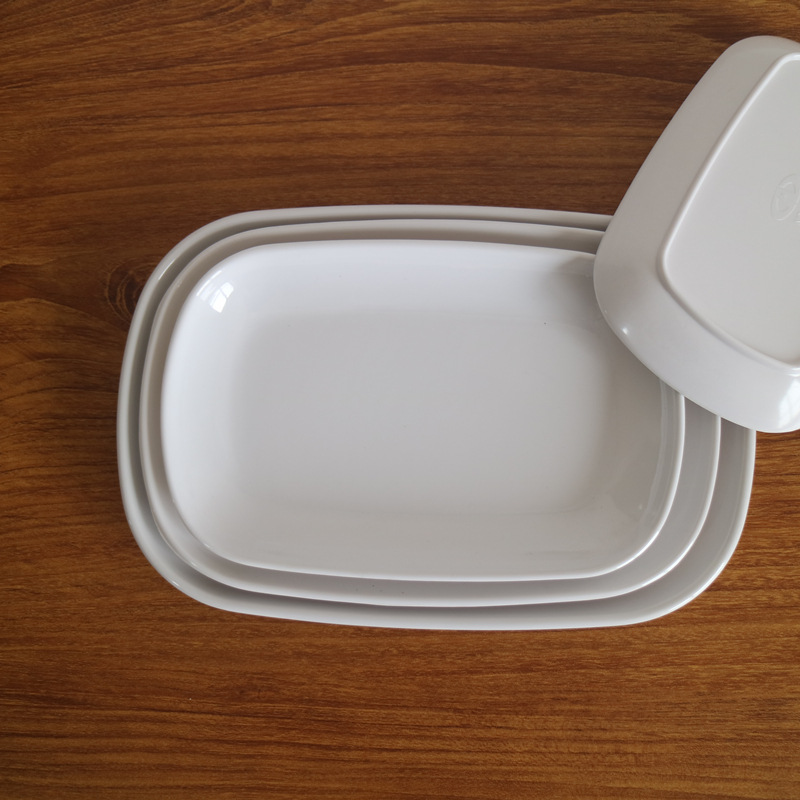 White melamine thickened oval plates, den-shaped plates, barbecue plates, stir-frying plates, snack plates, roast meat plates, in stock, factory wholesale pic 12