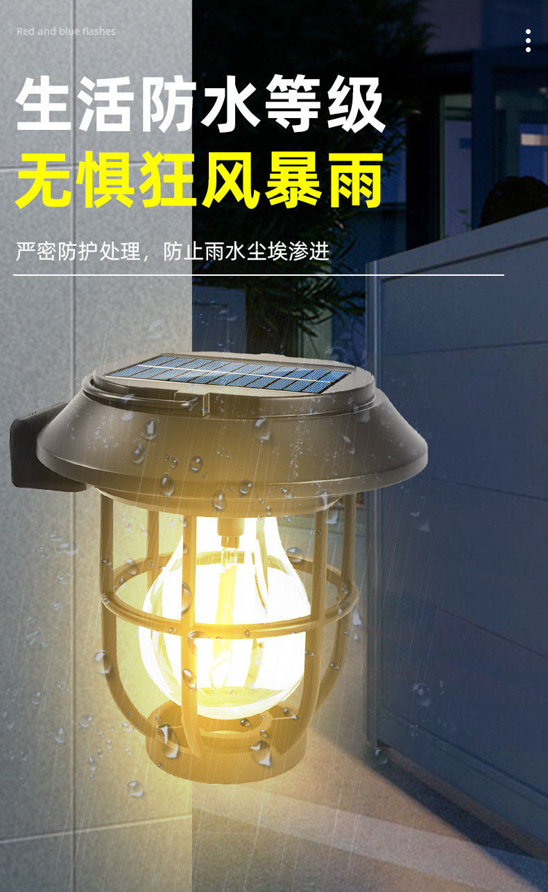 Cross-border solar wall lamps, outdoor waterproof retro garden lamps, outdoor garden atmosphere lamps, decorative lamps, hanging wall lamps pic 12
