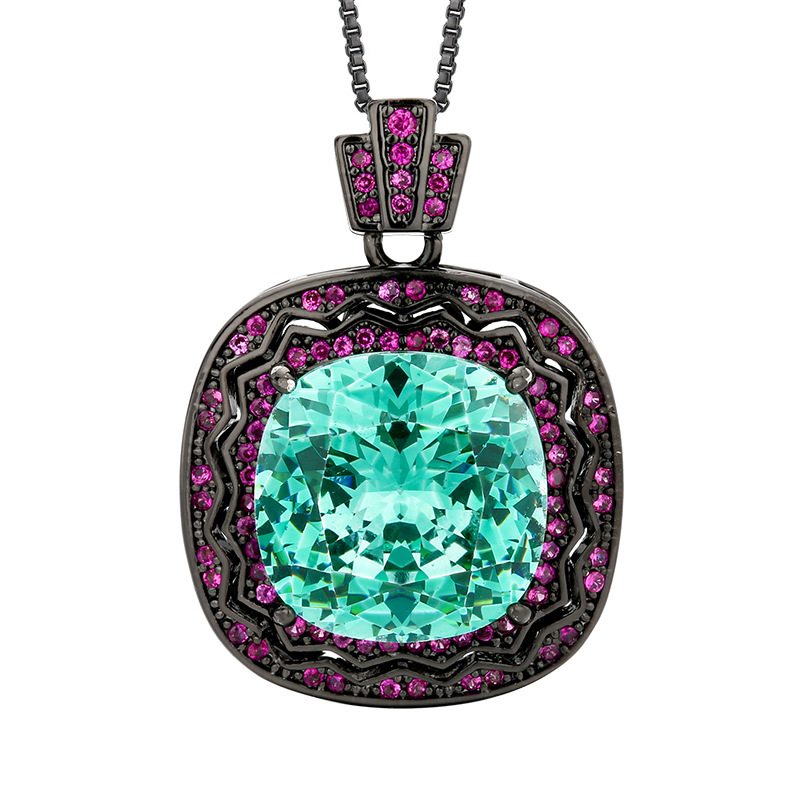 2025新款庄生生珠宝铜底镀金仿真鸟巢切帕拉绿黑金套装女石14*14详情10