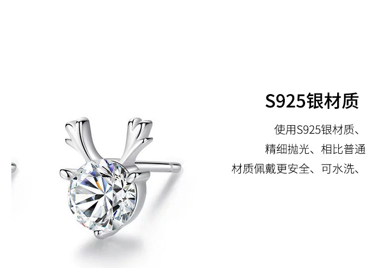 Zhuoheng Select 925 earrings with a high-end feel, one-carat white Moissan four-prong stud earrings, simple autumn and winter pure silver earrings pic 6