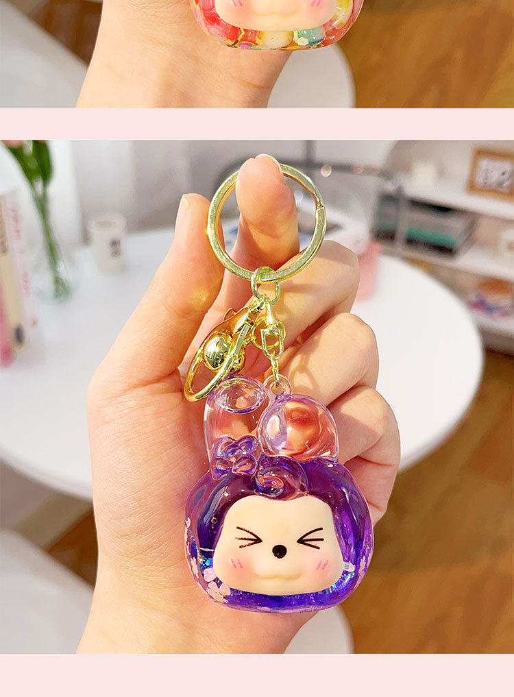 新款美乐蒂圣诞装饰球入油流沙钥匙扣迷你小挂件流沙直播摆件盲袋详情15