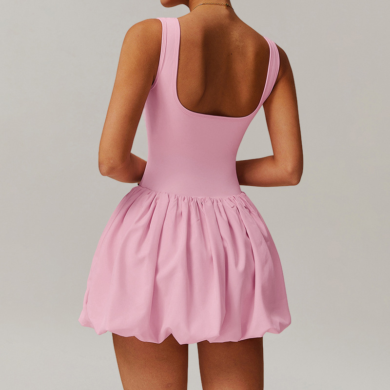 假两件防走光运动户外一体式短裙女带口袋运动短裤花苞速干网球服详情31