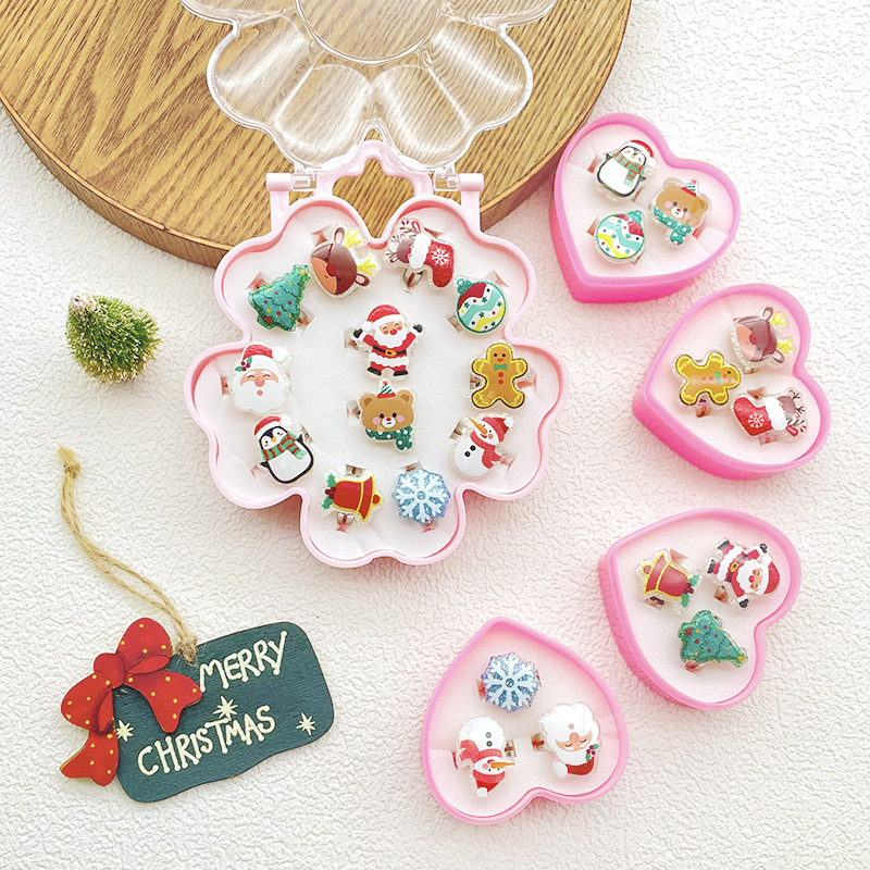 【可以】新款卡通树脂可调节戒指玩具圣诞儿童戒指圣诞节日礼物详情4