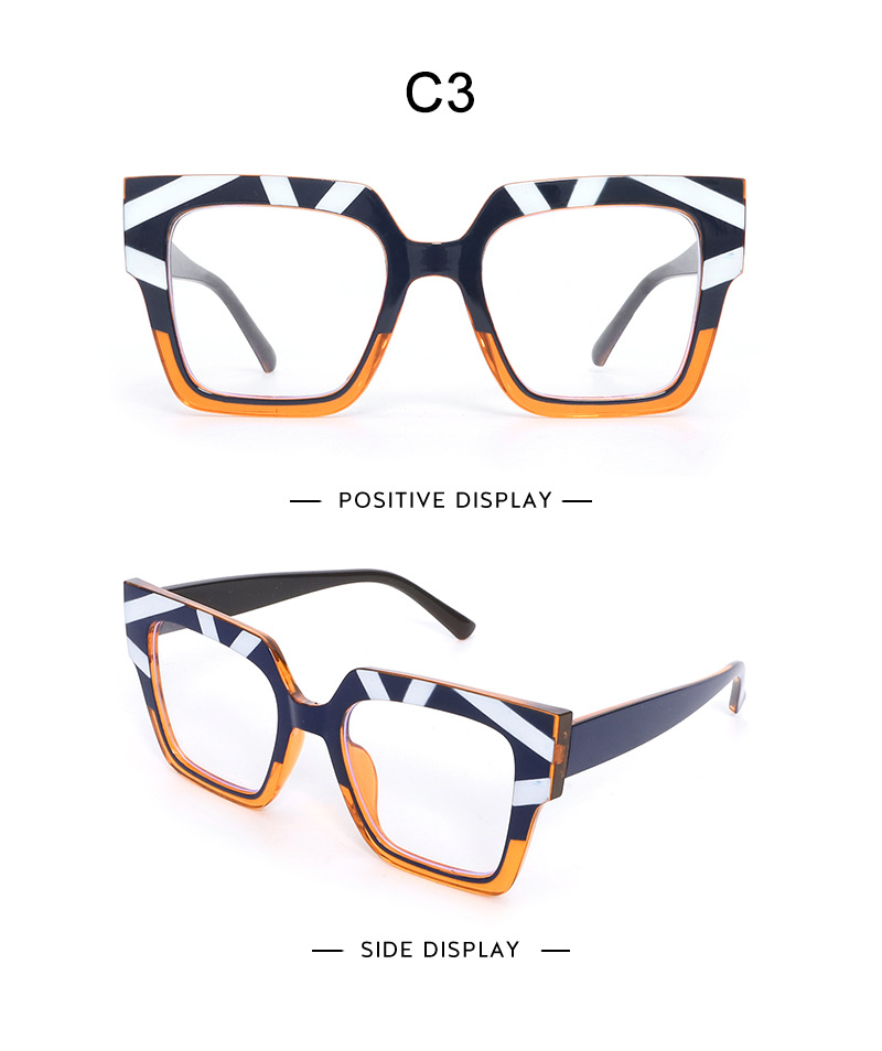 European and American trendy eyeglass frame for women, 2024 new style fashionable anti-blue light eyeglass frame, multi-color square large frame flat light glasses pic 11