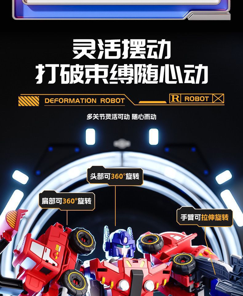 跨境儿童变形汽车机器人6合1玩具拼装拆装工程车模型男孩礼物批发详情12