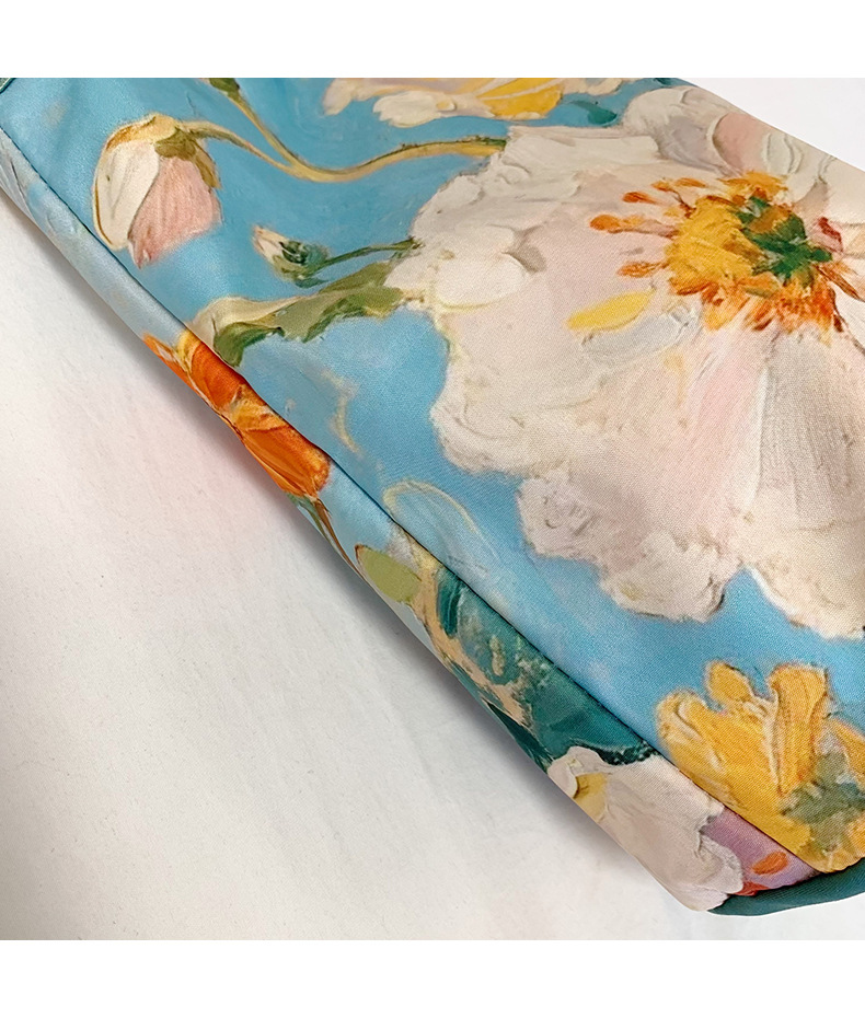 大容量国风印花水桶包女创意花卉个性手提单肩包设计感休闲斜挎包详情23