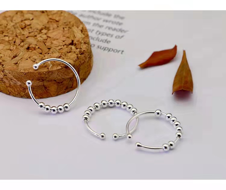 European and American S925 sterling silver rotatable anti-stress anxiety ring, adjustable cross-border new product ring, Amazon ring pic 5