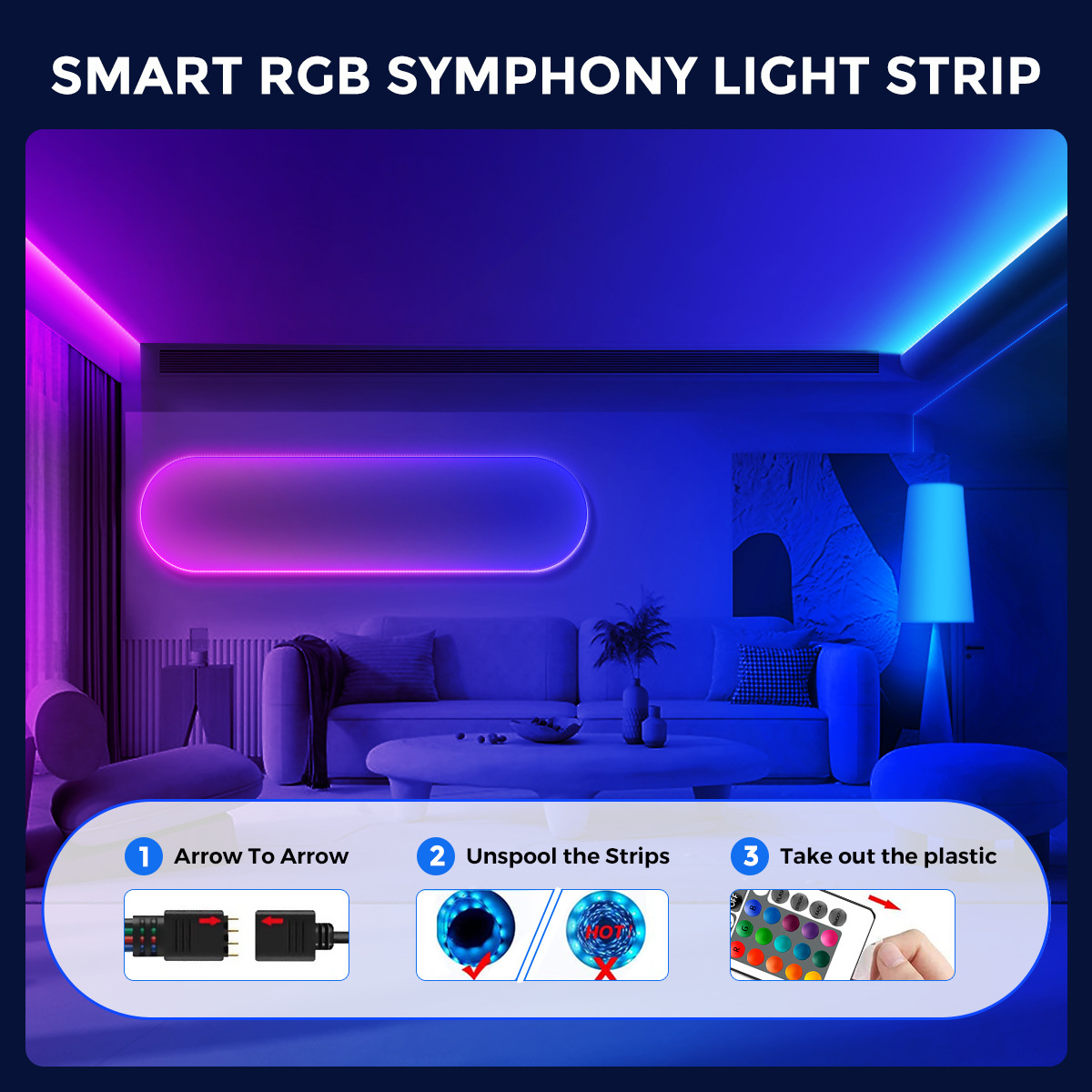 An rgb self-adhesive low-voltage 5v smart LED light strip set for e-sports atmosphere USB light strips that change color along with the music pic 6