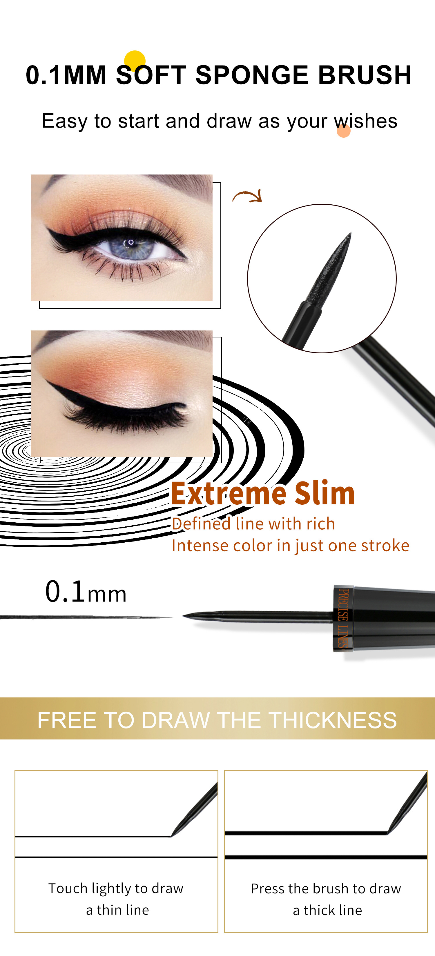 Cross-border BOB eyeliner Liquid is waterproof, sweat-proof, quick-drying, long-lasting without smudging, rich, three-dimensional and cool black eyeliner. All in English pic 2