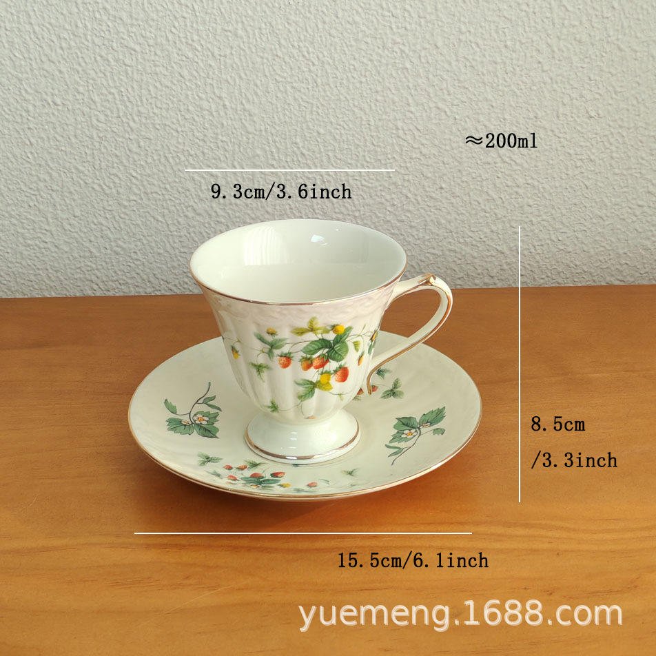 European-style ins coffee cup and saucer set, ceramic, British-style gold-edged tea cups and teapots, French restaurant cups, daily gifts pic 22