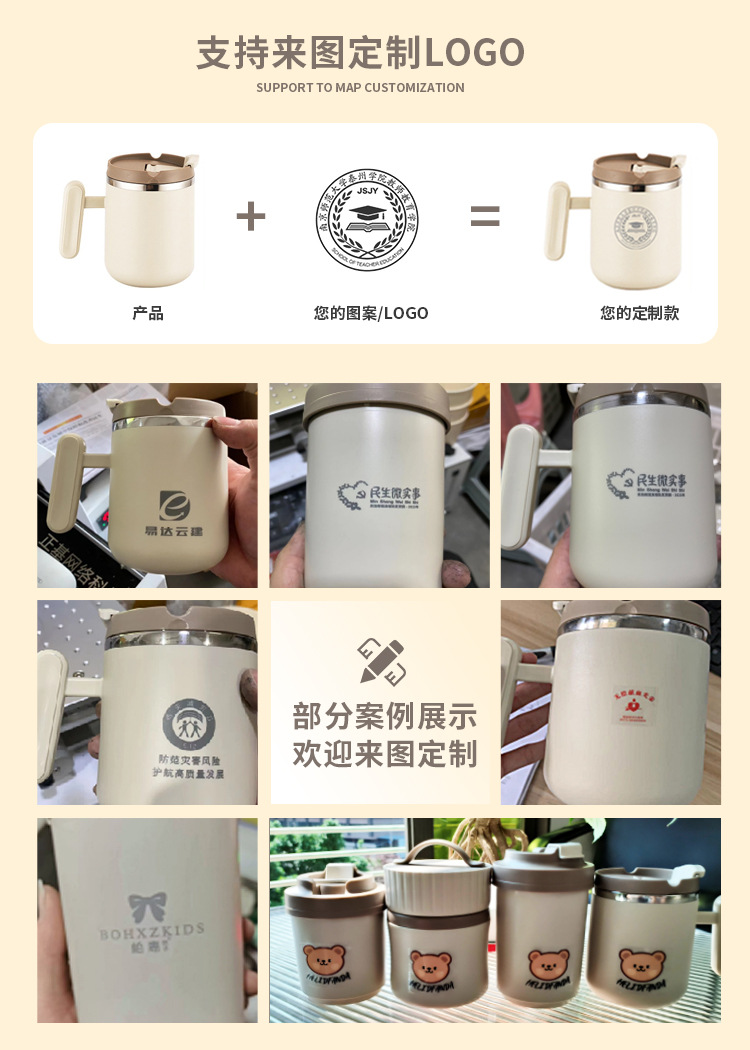 Gift coffee cups, double-layer insulated couple office creative girls, high appearance level 304 stainless steel mugs pic 3