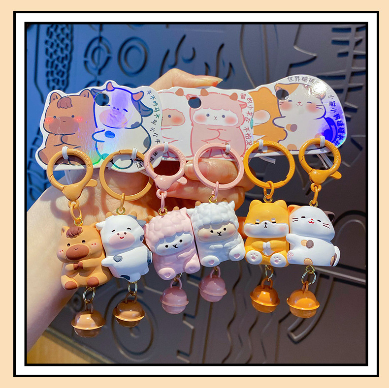 百茂原创可爱萌宠CP情侣钥匙扣链挂件女精致树脂磁吸公仔书包挂饰详情13