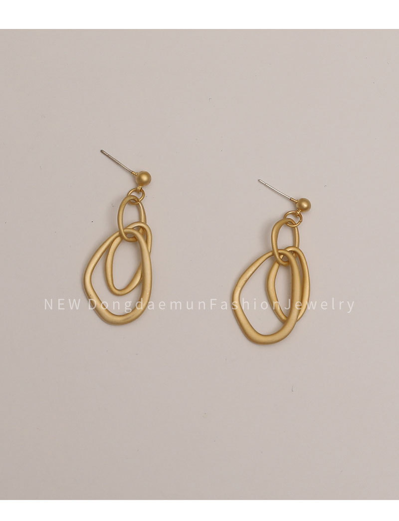 Hyacinth925 silver needle stud earrings for women, Korean minimalist and cold style earrings, matte high-end earrings, trendy and unique, internet-famous double-layer geometric ear ring earrings pic 4