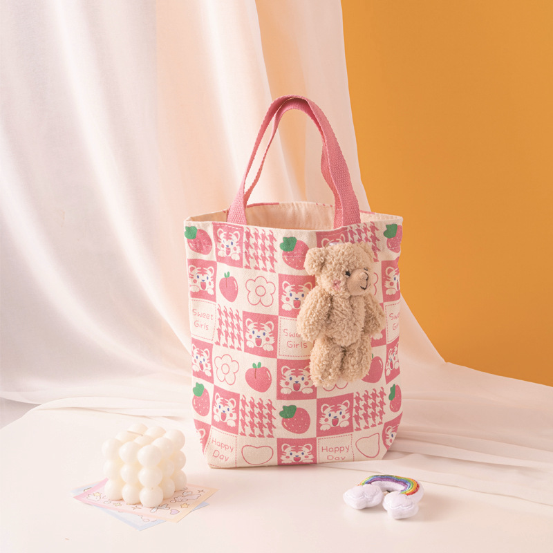 New souvenirs: Cute rabbit, tiger, ins hand-held canvas bag, lunch bag, fashionable lunch box bag for work and commuting pic 12