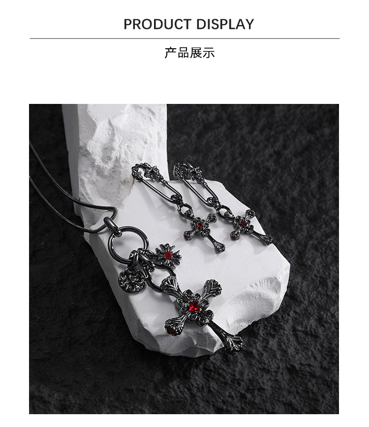 暗夜圣十字架系列耳环女甜酷风原创不对称设计感小众精致耳饰批发详情12