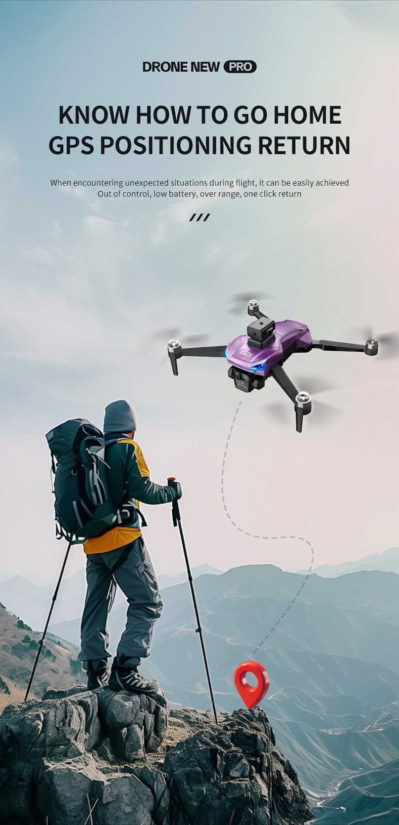 Cross-border best-selling remote-controlled drone with screen, professional aerial photography, GPS positioning, dual-camera, long-range aircraft pic 4