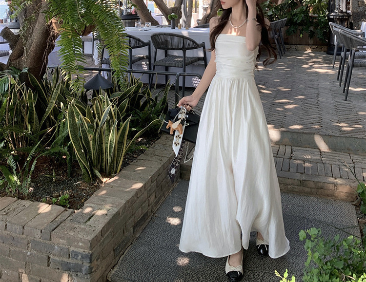 名媛千金超仙白色抹胸裙女夏季新款氛围感海边度假长裙绝美连衣裙详情12