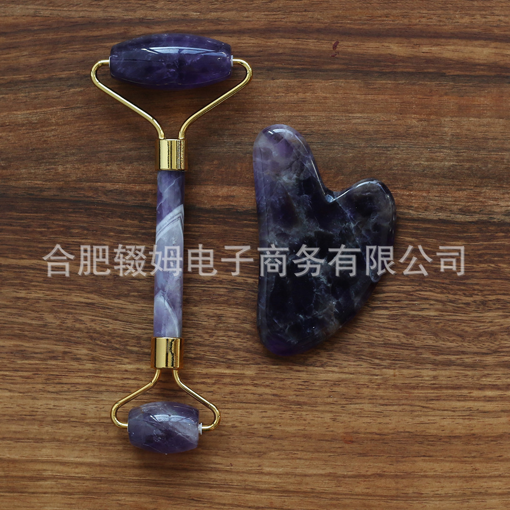 工厂直销紫水晶玉石滚轮按摩器专用脸部刮痧按摩美容棒美容院推拿馆用详情43