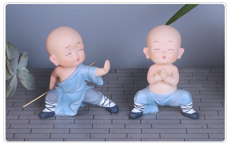 批发少林功夫小和尚摆件茶宠摆设创意禅意中式可爱客厅桌面装饰品详情22