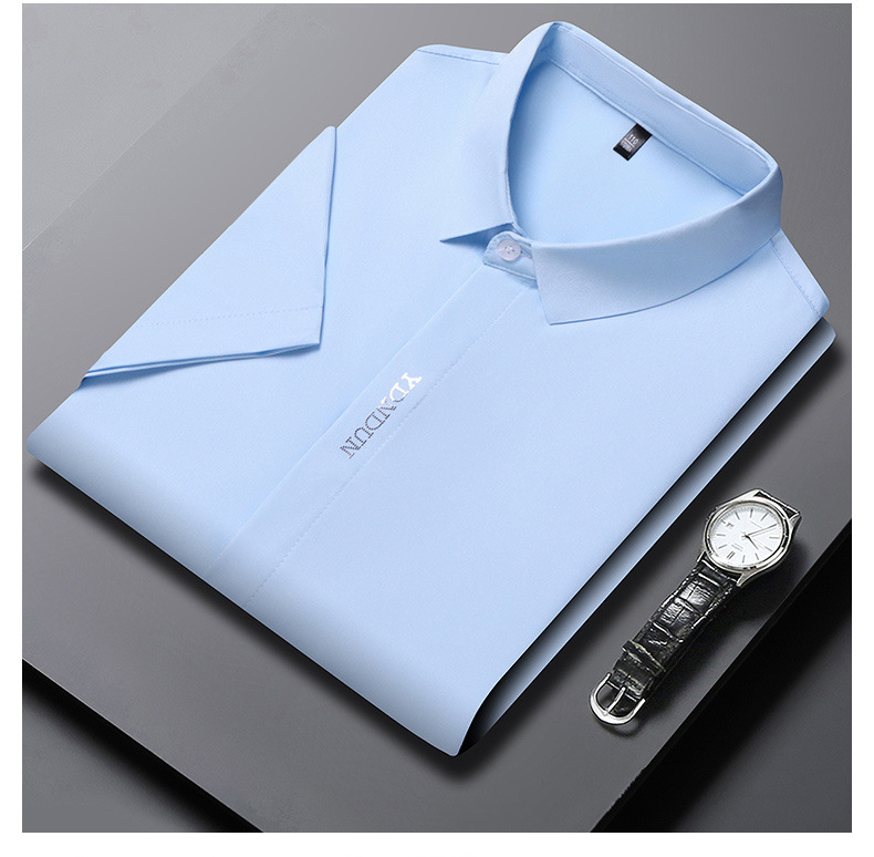 Out-of-size special offer: Summer mulberry silk short-sleeved shirt for men, high-end, seamless, one-inch shirt with good drape, no need for ironing, elastic and delicate pic 42