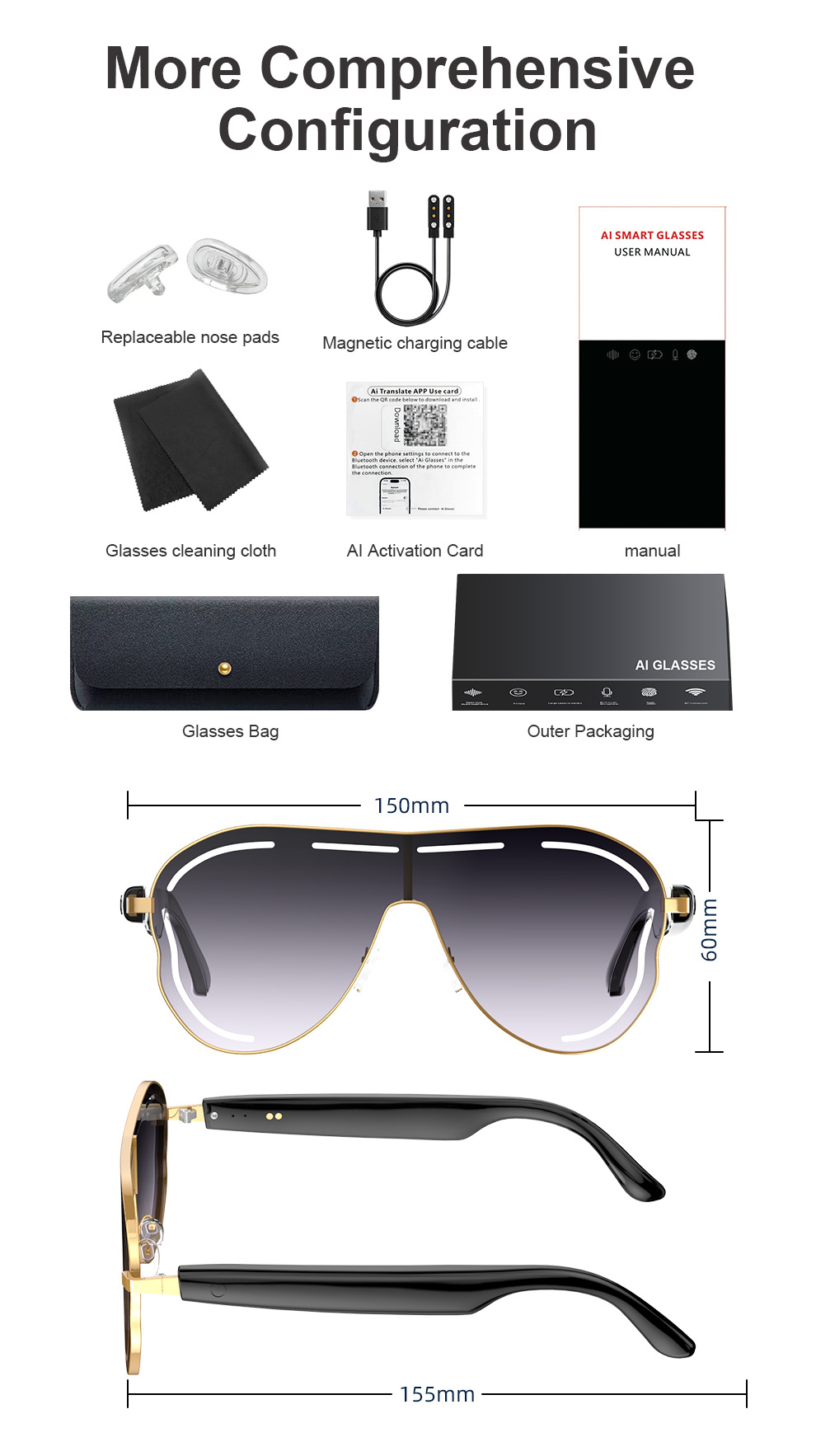 Cross-border AI translation smart glasses A17 European and American large-frame sun-protective color-changing stainless steel Bluetooth audio sunglasses smart accessories pic 25