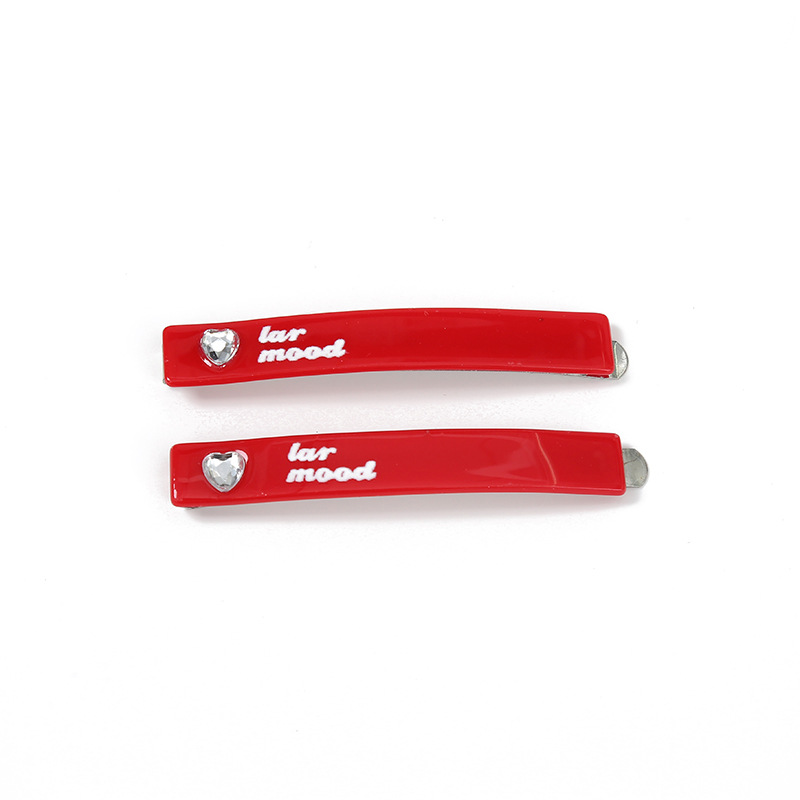 彩色爱心水钻一字发夹 高级感碎发刘海夹侧边夹百搭马尾夹批发详情13