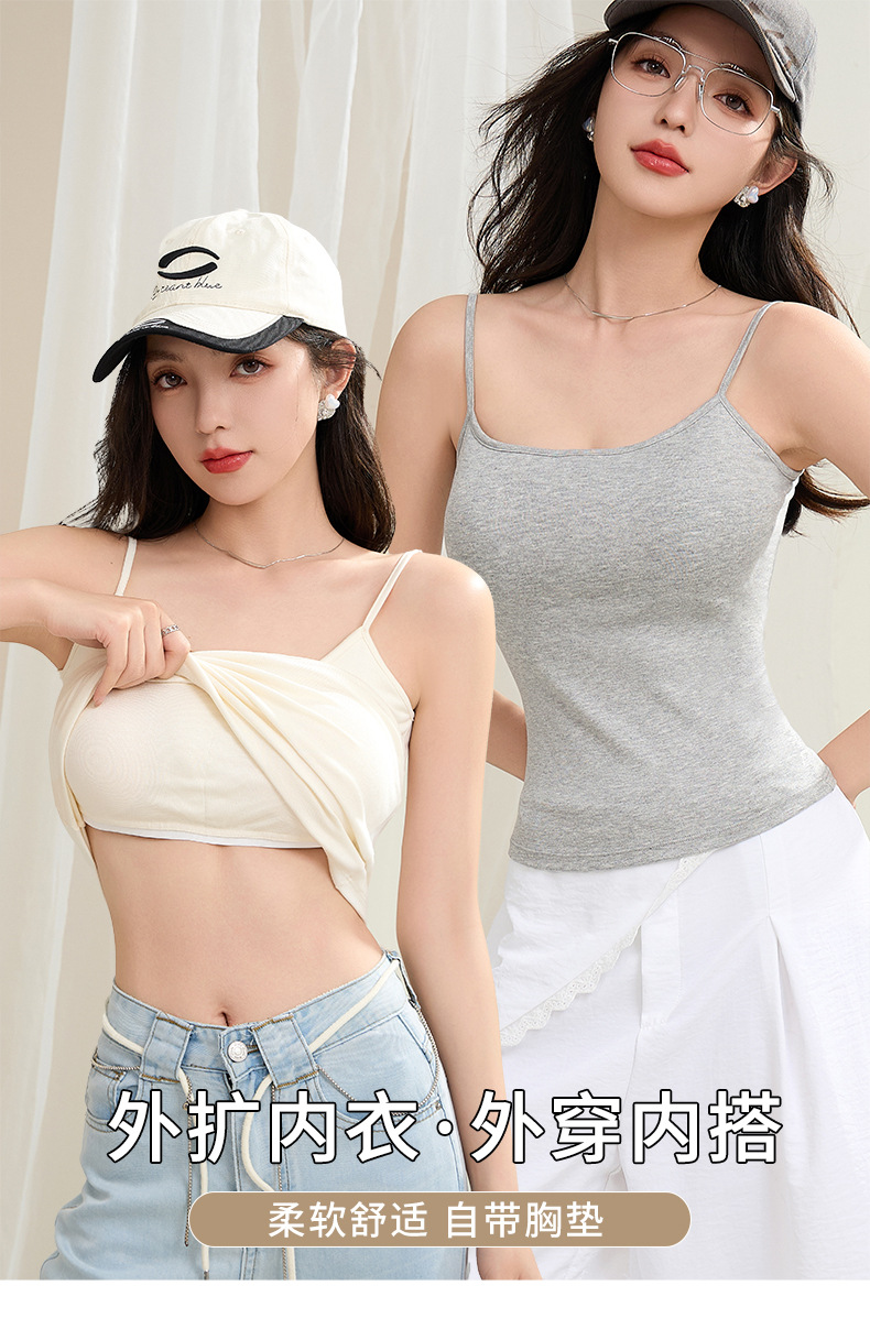 漫画胸小胸显大吊带背心女打底美背外扩带胸垫内搭辣妹外穿上衣夏详情1