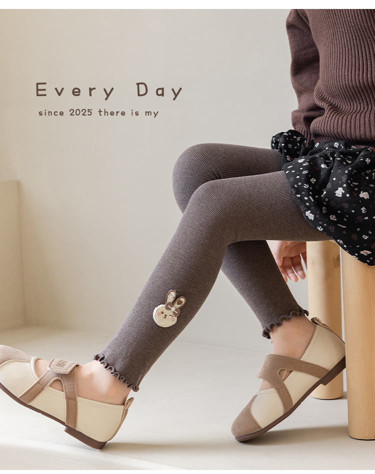 女童打底裤春秋可爱兔韩版修身高弹力竖条纹外穿韩版宝宝长裤大童详情10