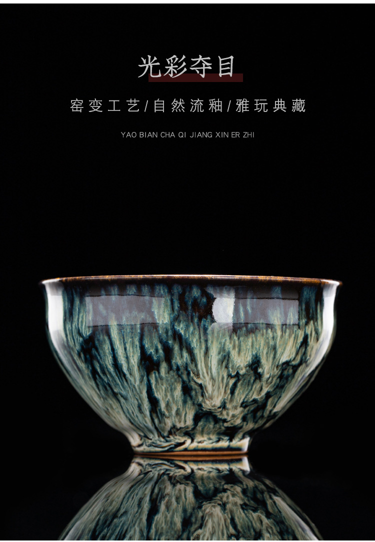 Kiln-transformed ceramic single-cup Jian ware, Tenmoku glaze tea cups, tea cups, creative personal master cups, large tea-tasting cups, and bamboo hat cups pic 20