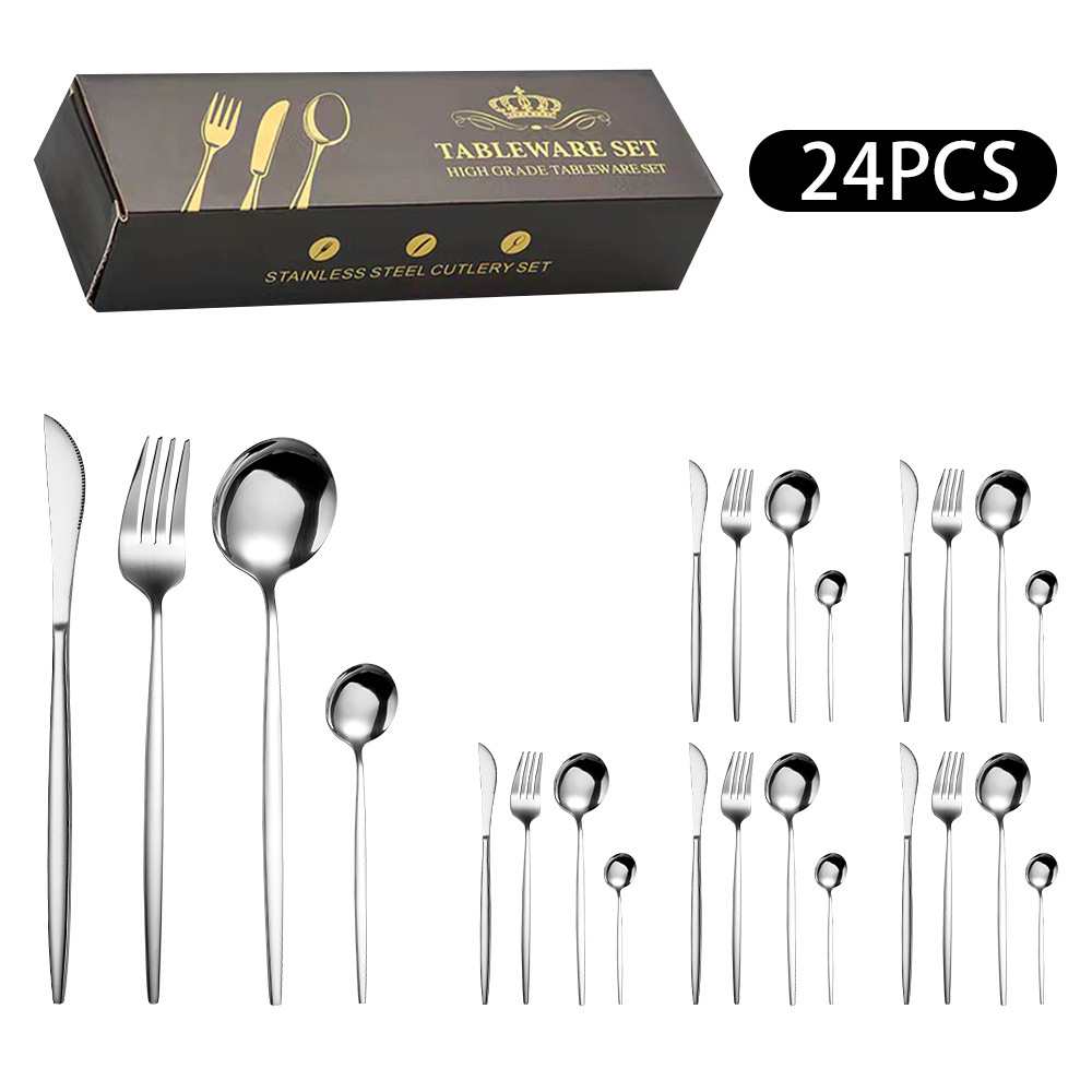 跨境不锈钢餐具刀叉勺子高颜值葡萄牙甜品牛排西餐spoons24件套装详情6