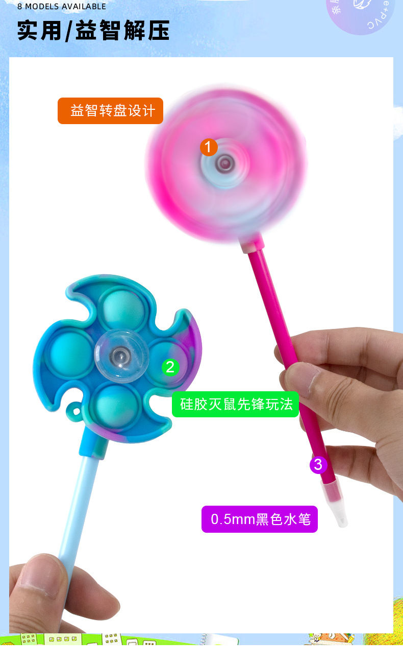 灭鼠解压硅胶陀螺笔儿童指尖旋转签字笔礼品批发中性笔详情3
