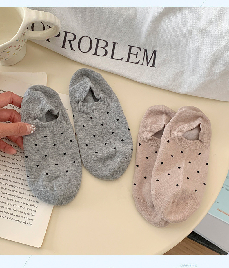 春夏季浅口船袜波点ins日系袜子女纯色圆点不掉跟隐形女短袜批发详情6