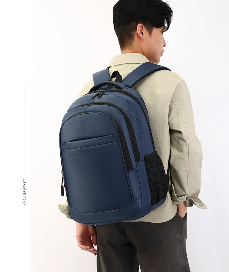 商务背包男批发公司礼品包学生电脑书包纯色简约日常通勤双肩包详情15