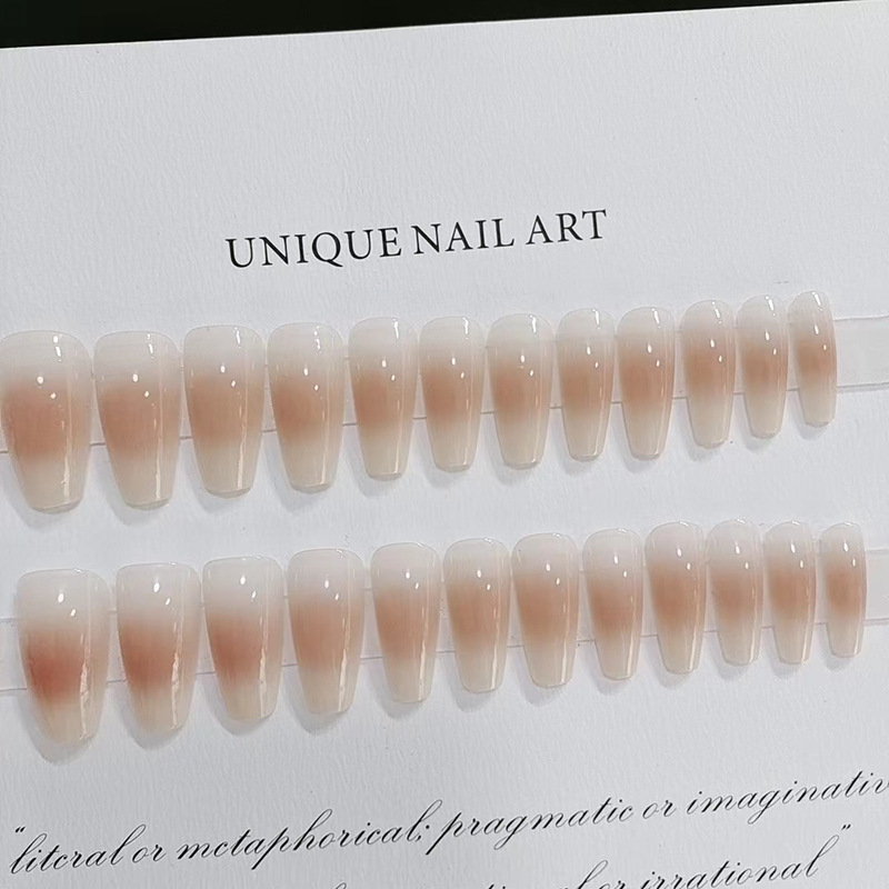 Finished nail art pieces, medium-length wearable nail art pieces, wearable nail art pieces, European and American nail art stickers, 24 nail art pieces, wearable nail art nude color pure desire pic 14