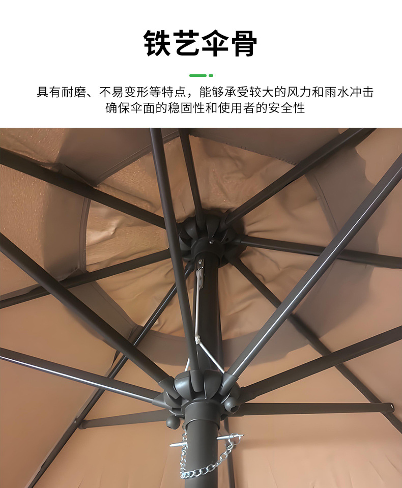 Outdoor large sunshade umbrellas, iron middle-pole umbrellas, hand-cranked straight-pole umbrellas, beach sun umbrellas, courtyard umbrellas, camping pic 2