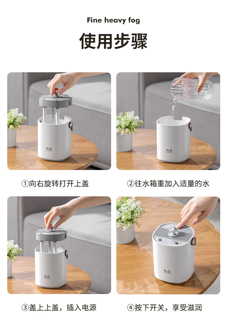 New dual-spray silent portable humidifier for home, office and bedroom air humidification pic 15