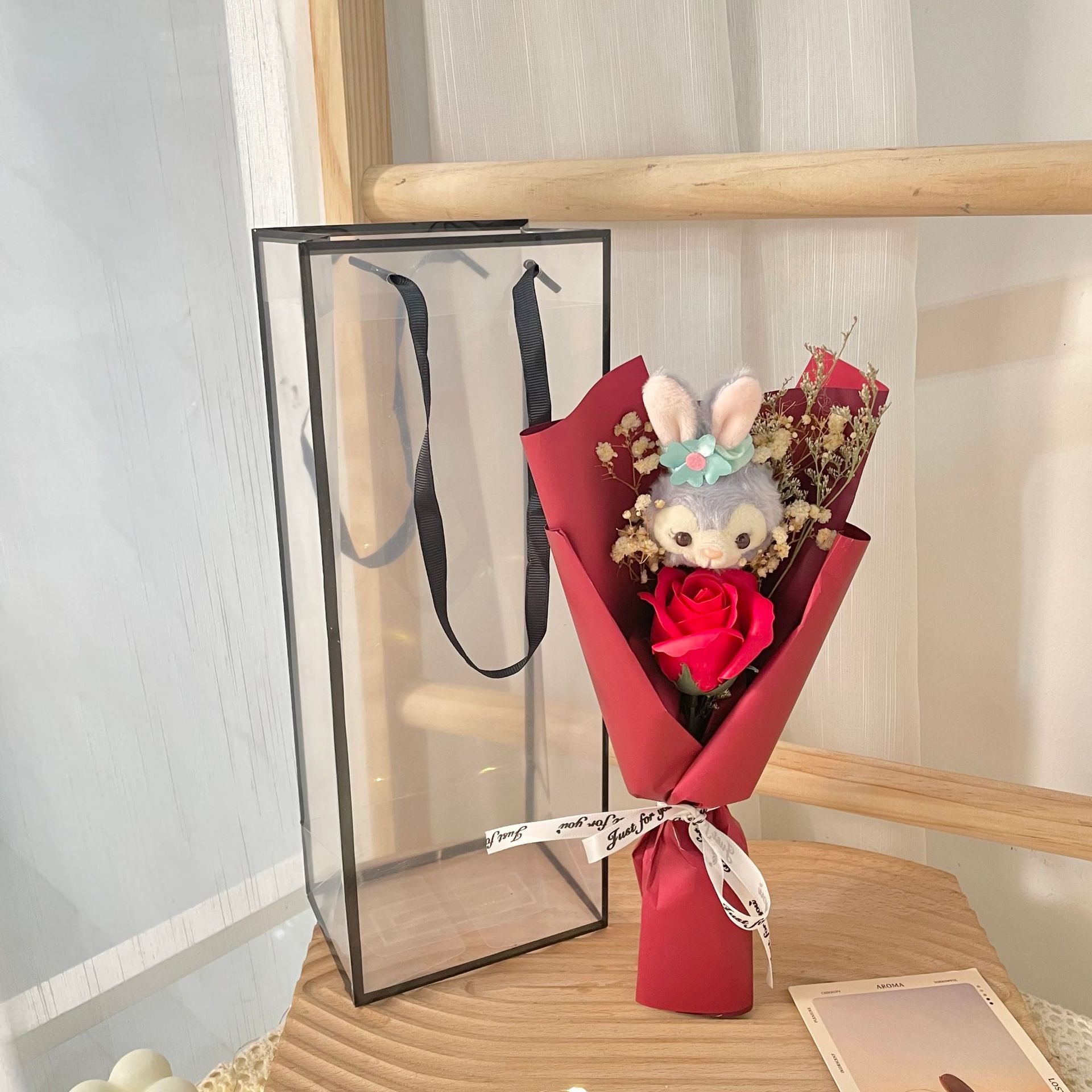 批发满天星兔子玩偶花束七夕情人节礼物花束生日包装香皂花送女生国潮详情9