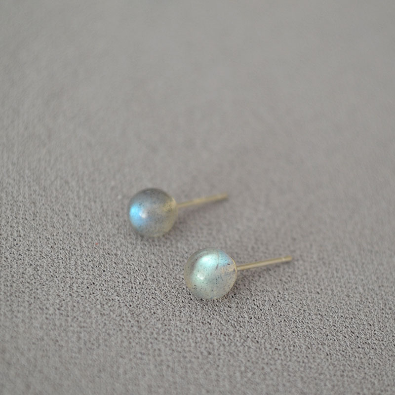 日韩小众简约月光拉长石天河石小巧日常通勤款925银针耳钉耳饰女详情11