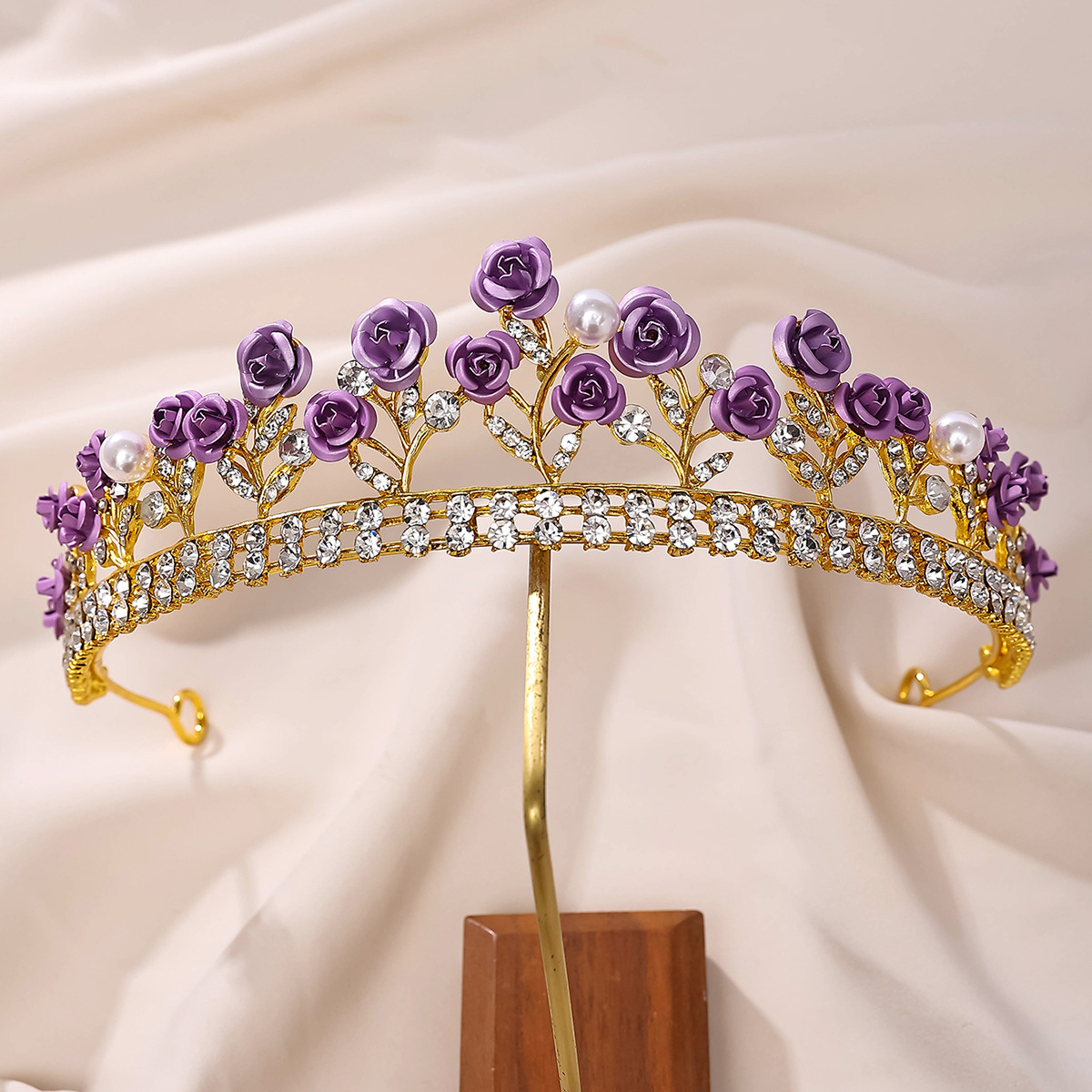 Nuevo compromiso barroco belleza temperamento rosas rojas princesa aros de pelo vestido de novia accesorios corona de novia pic 13