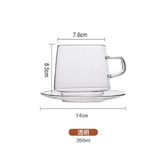 Colored heat-resistant glass water cup, coffee cup and saucer set, suitable for open flame microwave oven, high appearance level, ins light luxury mug pic 12