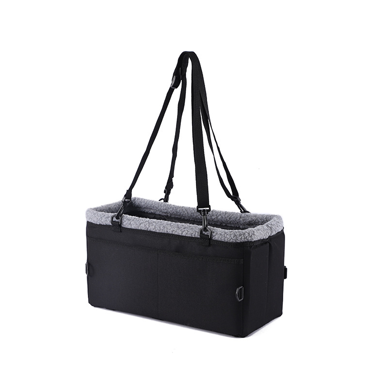 Rongka Pet Cross-border Car Center console front car Bag, simple solid color lambskin pet bag, safe and portable for going out, cat and dog bed pic 9
