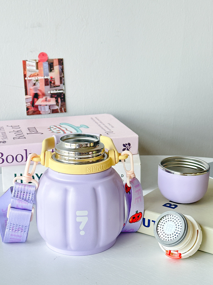 新款网红南瓜杯大肚手提便携保温杯迷你可爱大容量保温杯大肚杯详情5