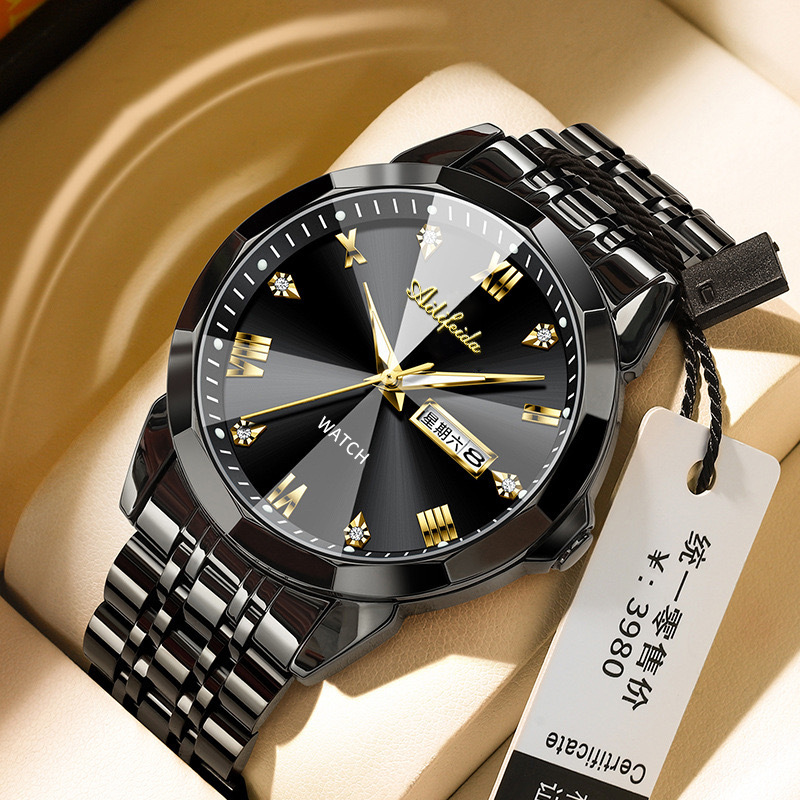 艾利翡达石英手表男士菱形镜面防水夜光日历时尚抖音直播爆款批发详情28