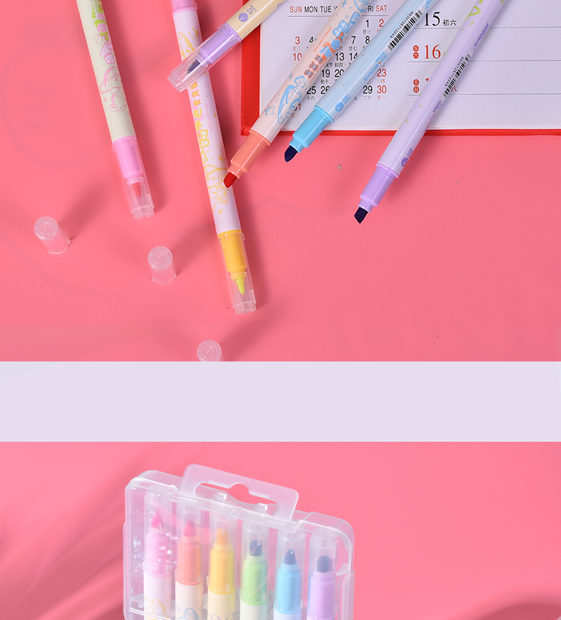 Tianfeng 239A multi-color double-headed highlighter pen, key point marking pen, note-taking and journal-making pen, multi-color highlighter pen pic 20