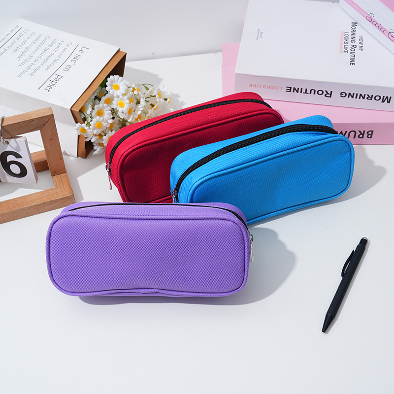 Factory direct sales of new simple and ins style solid color, small and convenient, large capacity, student storage stationery box and pen case pic 2